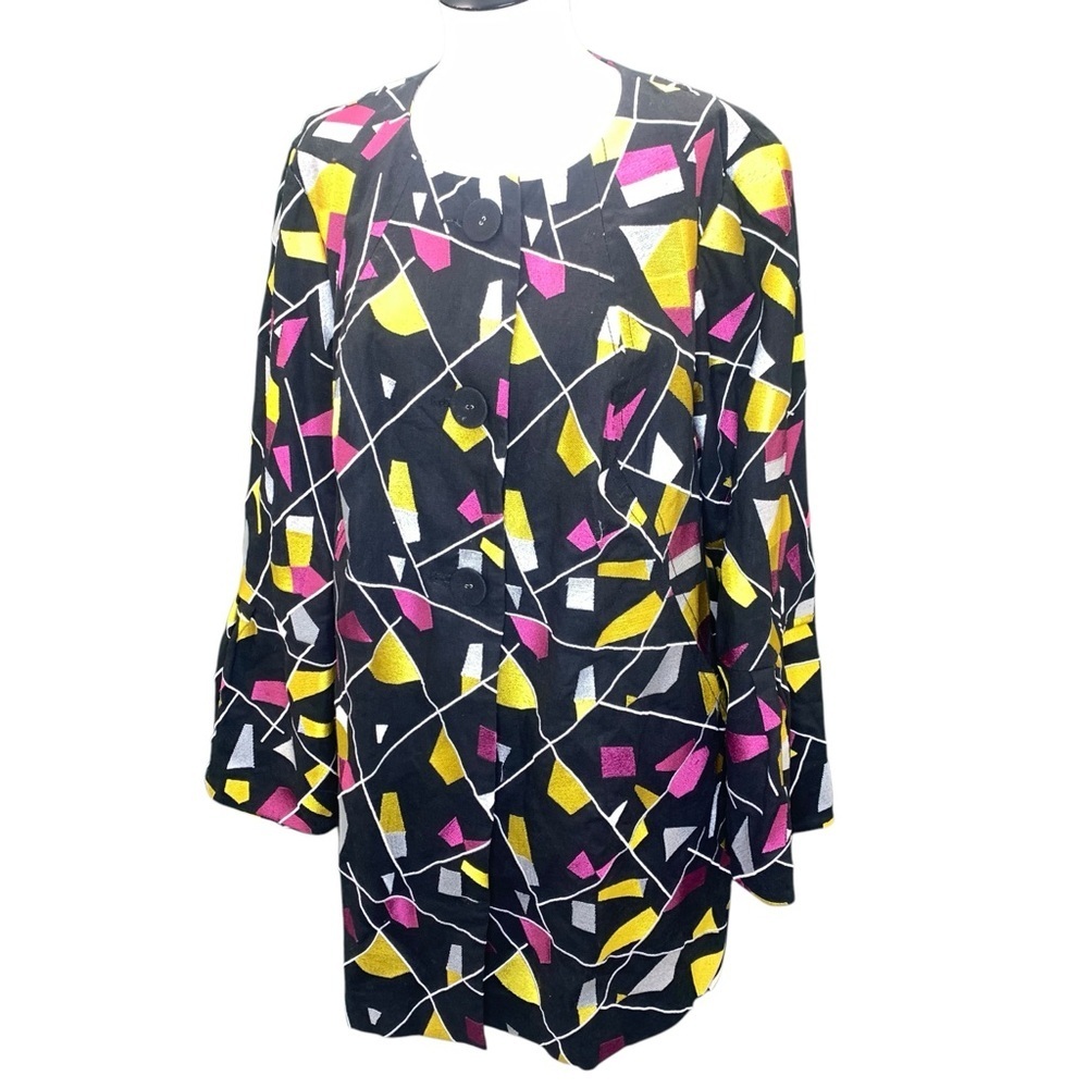 NYGARD‎ COLLECTION Thigh Length Geometric Jacket - Size 16